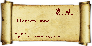 Miletics Anna névjegykártya