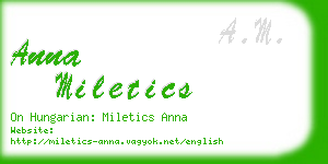 anna miletics business card
